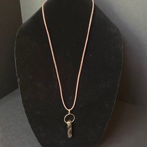 Smokey Quartz Crystal Necklace (suede)
